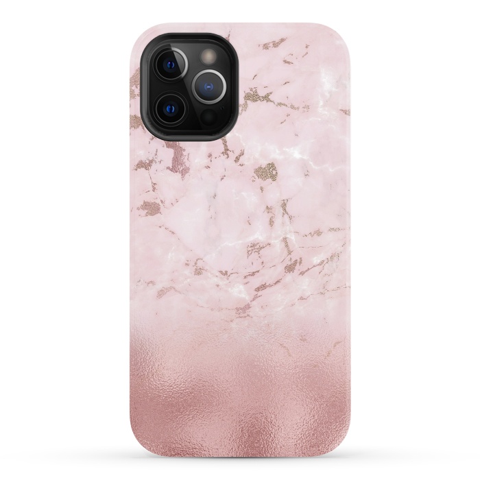 iPhone 12 Pro StrongFit Rose Gold Glitter Marble Blush by  Utart