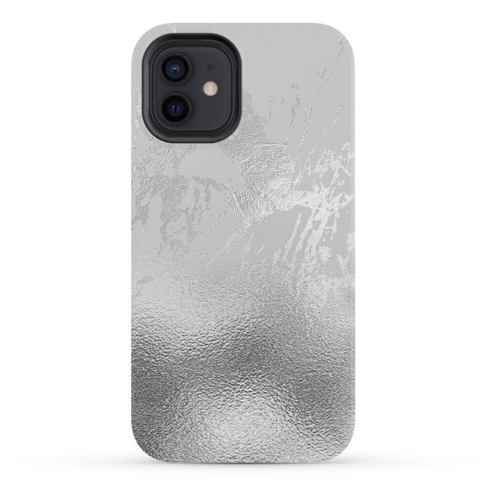 iPhone 12 mini StrongFit Silver Marble and Glitter Foil by  Utart
