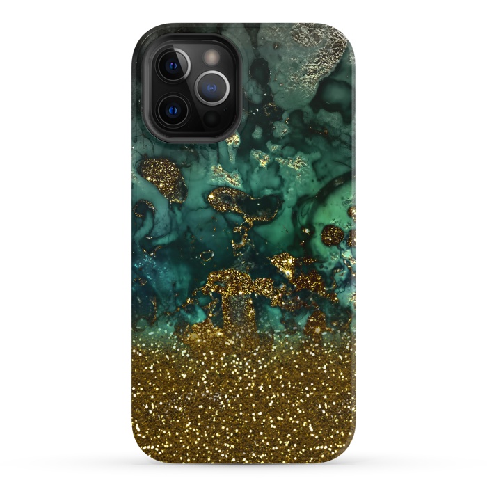 iPhone 12 Pro StrongFit Green Malachite Marble and Gold Glitter by  Utart