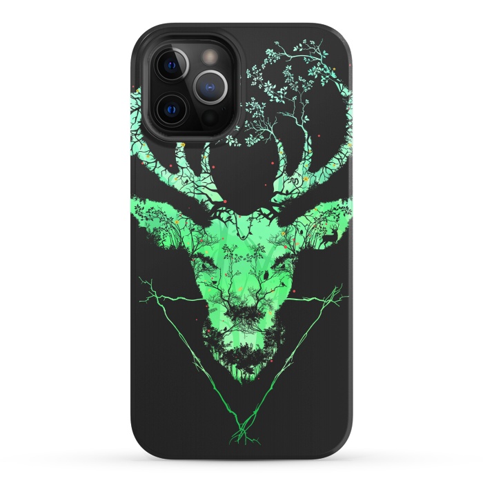 iPhone 12 Pro StrongFit Dark Forest Deer by Sitchko