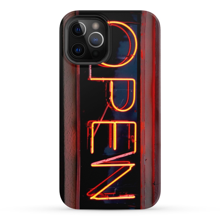 iPhone 12 Pro StrongFit Neon Sign Word Open by Andrea Haase