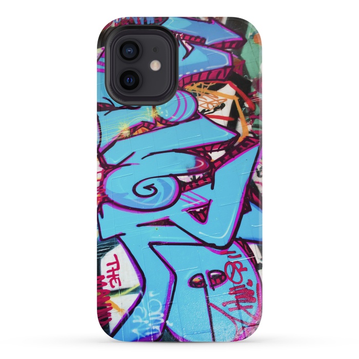 iPhone 12 mini StrongFit Blue Graffiti Tag by Andrea Haase