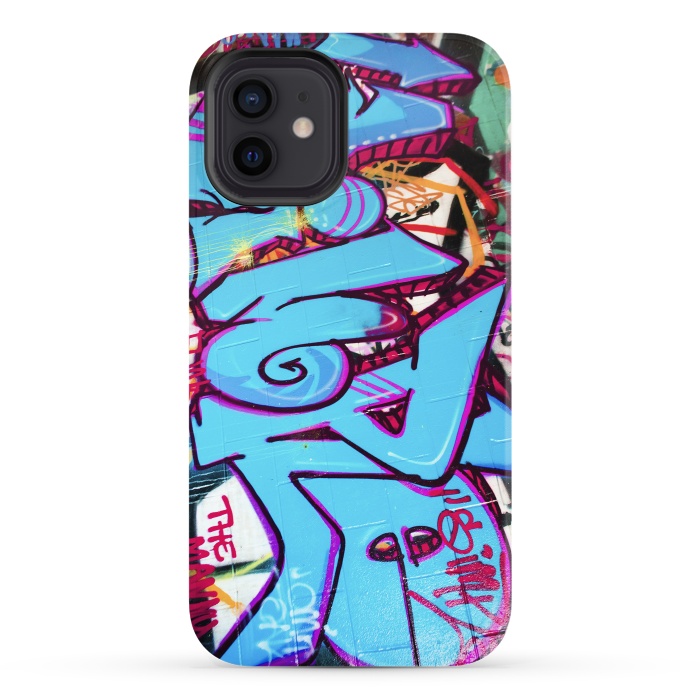 iPhone 12 StrongFit Blue Graffiti Tag by Andrea Haase