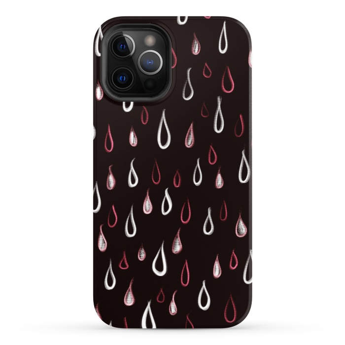 iPhone 12 Pro StrongFit Dark White And Red Raindrops Pattern by Boriana Giormova