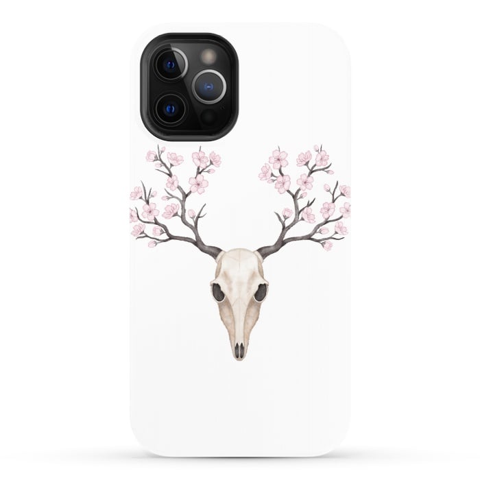 iPhone 12 Pro StrongFit Blooming deer skull by Laura Nagel