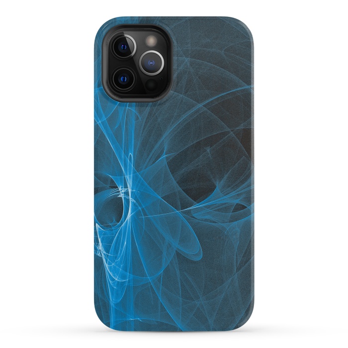 iPhone 12 Pro StrongFit Blue Light Fractals On Black by Andrea Haase