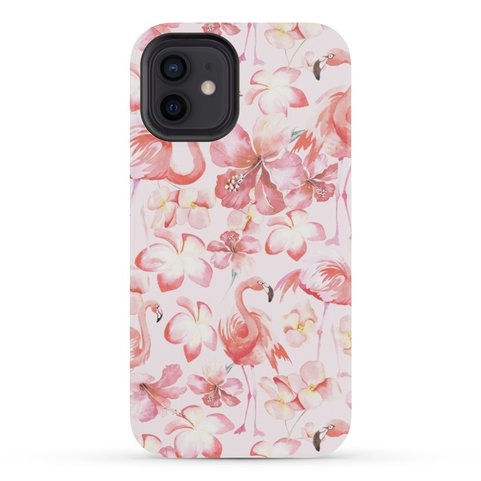 iPhone 12 mini StrongFit Pink Flamingo Aloha Dance by  Utart