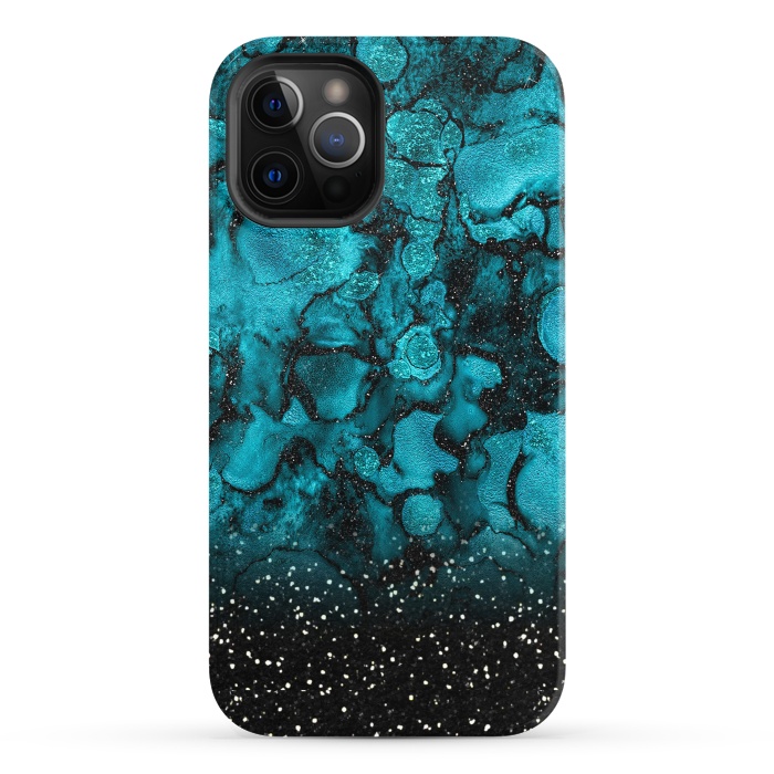 iPhone 12 Pro StrongFit Indigo Blue Marble and Black Glitter by  Utart