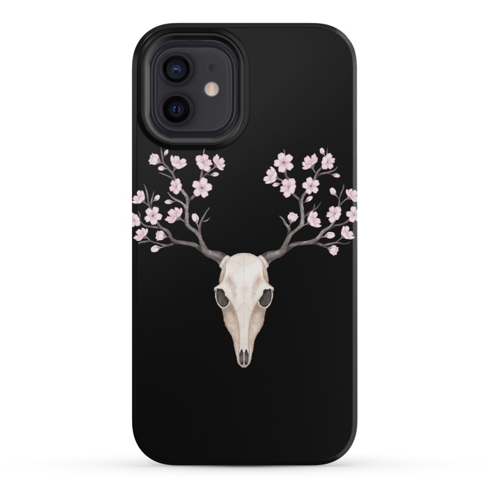 iPhone 12 mini StrongFit Deer skull black by Laura Nagel