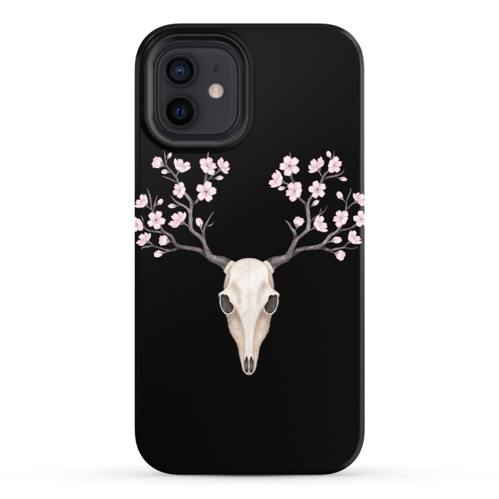 iPhone 12 StrongFit Deer skull black by Laura Nagel
