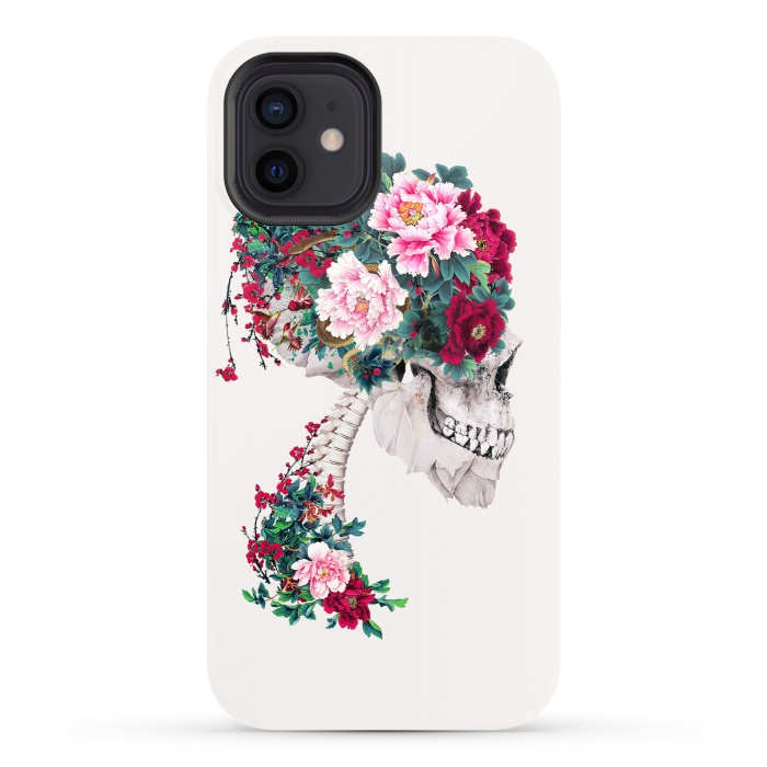 iPhone 12 StrongFit Skull with Peonies by Riza Peker