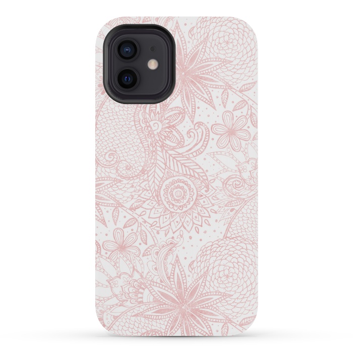 iPhone 12 mini StrongFit Boho chic floral henna mandala image by InovArts
