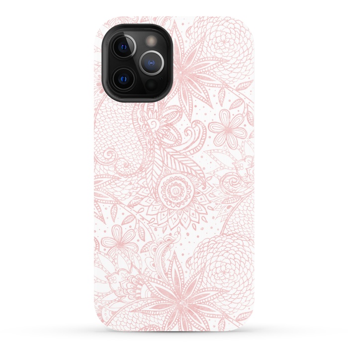 iPhone 12 Pro StrongFit Boho chic floral henna mandala image by InovArts
