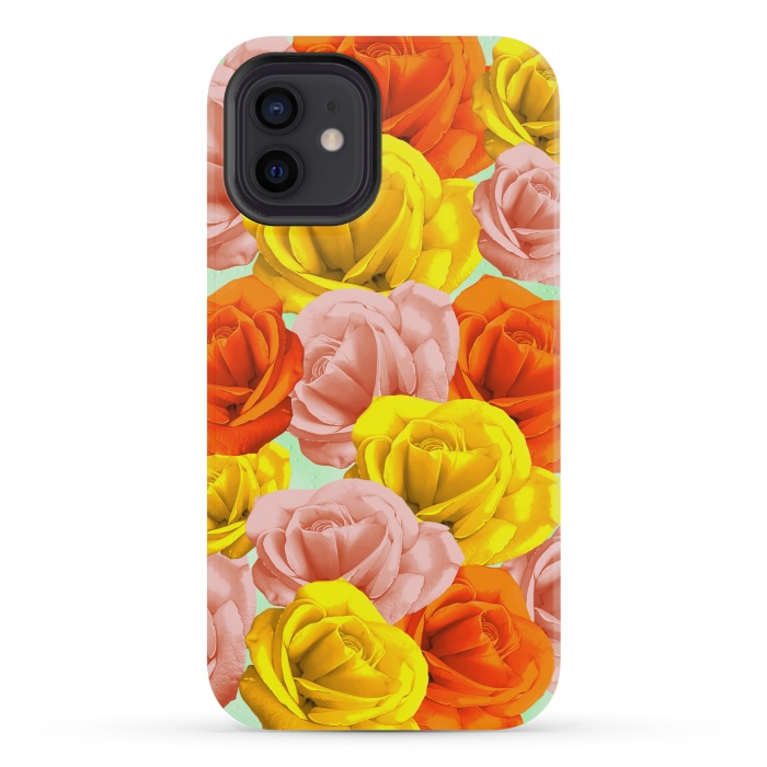iPhone 12 mini StrongFit Roses Pastel Colors Floral Collage by BluedarkArt