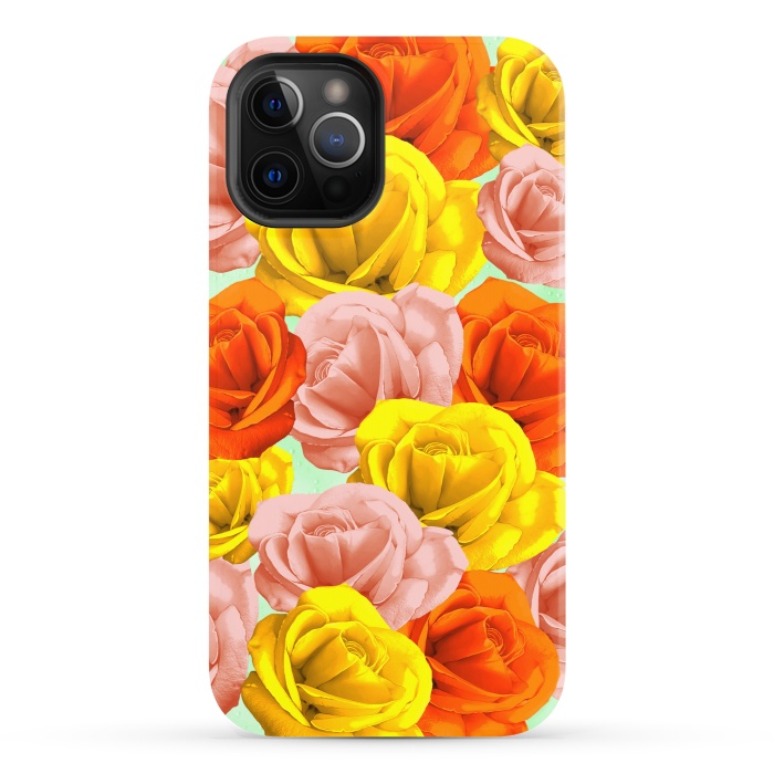 iPhone 12 Pro StrongFit Roses Pastel Colors Floral Collage by BluedarkArt
