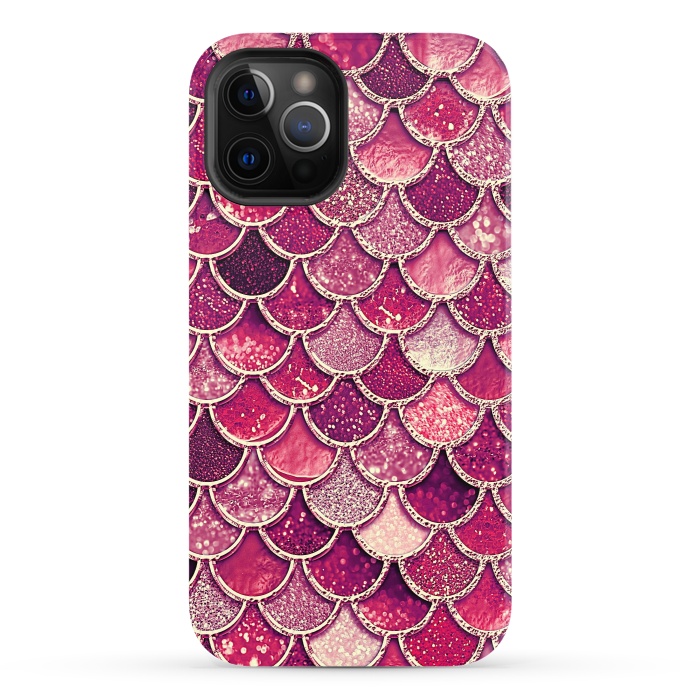 iPhone 12 Pro StrongFit Pink and Purple Pretty Sparkling Mermaid Scales  by  Utart