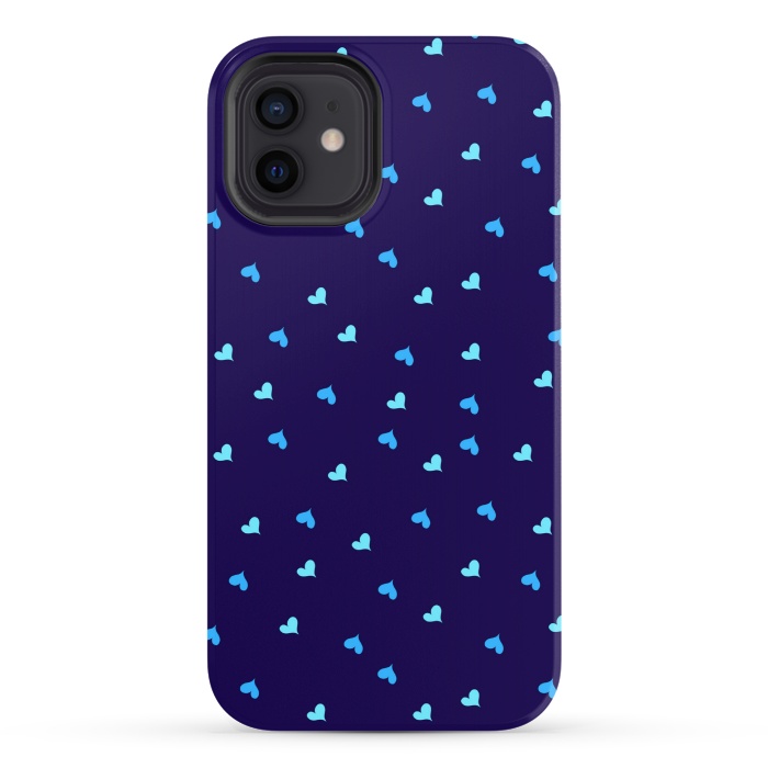 iPhone 12 StrongFit blue hearts pattern design by MALLIKA