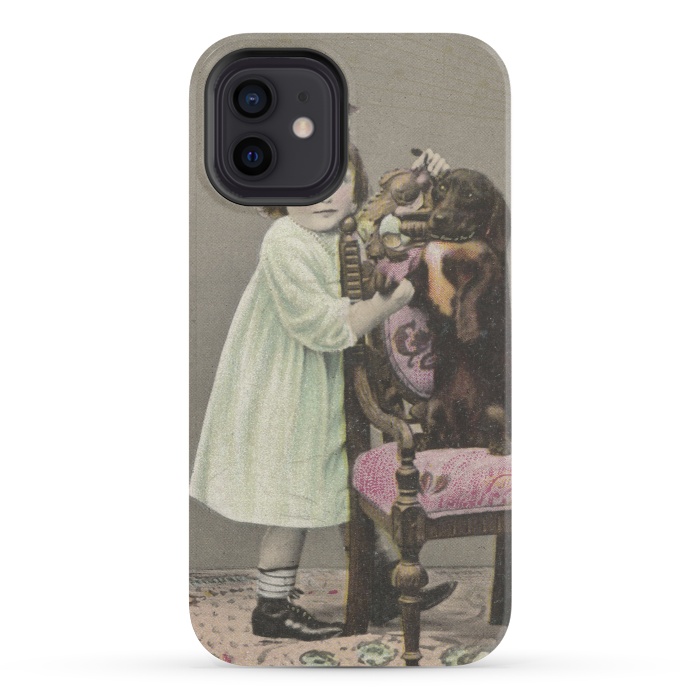 iPhone 12 mini StrongFit Vintage Girl With Dog by Andrea Haase