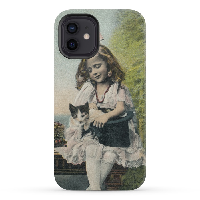 iPhone 12 mini StrongFit Retro Girl With Cat by Andrea Haase