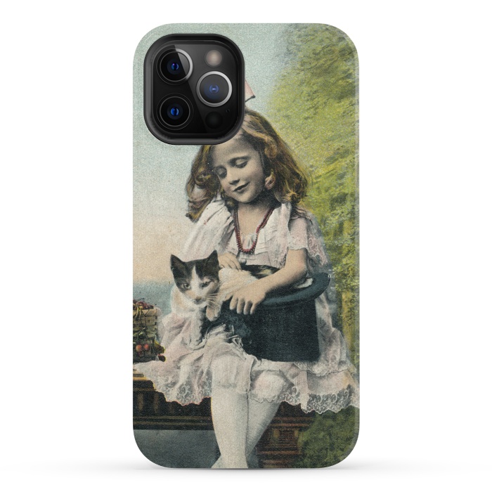 iPhone 12 Pro StrongFit Retro Girl With Cat by Andrea Haase