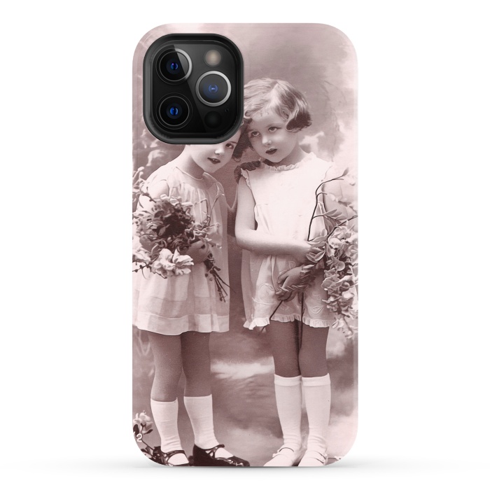 iPhone 12 Pro StrongFit Cute Retro Girls With Flowers by Andrea Haase