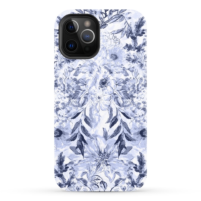 iPhone 12 Pro StrongFit Watercolor grey floral hand paint by InovArts