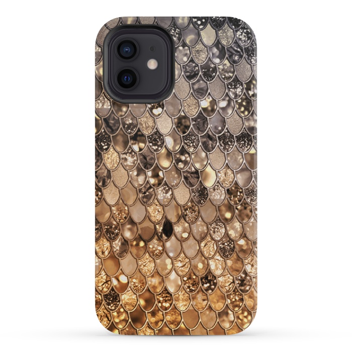 iPhone 12 mini StrongFit Old Gold and Bronze Mermaid Scales Pattern by  Utart