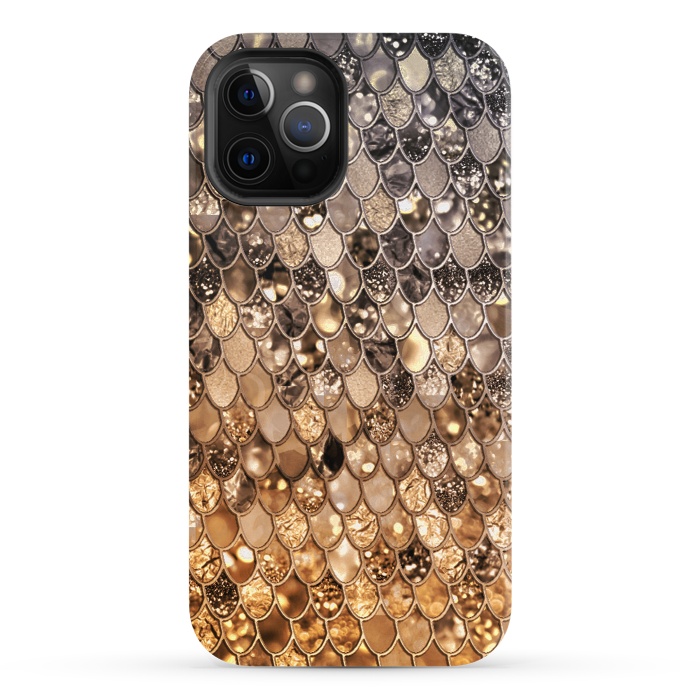 iPhone 12 Pro StrongFit Old Gold and Bronze Mermaid Scales Pattern by  Utart