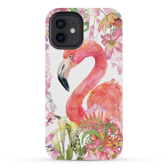 iPhone 12 mini StrongFit Flamingo in Flower Jungle by  Utart