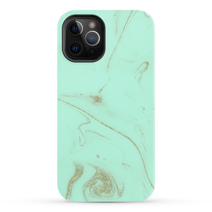 iPhone 12 Pro StrongFit Elegant gold and mint marble image by InovArts