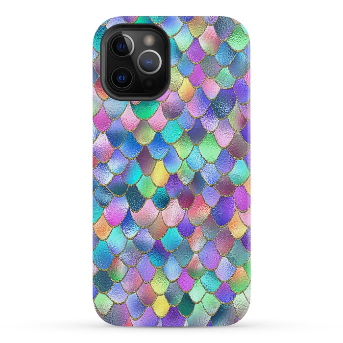 iPhone 12 Pro StrongFit Colorful Carnival Wonky Metal Mermaid Scales by  Utart