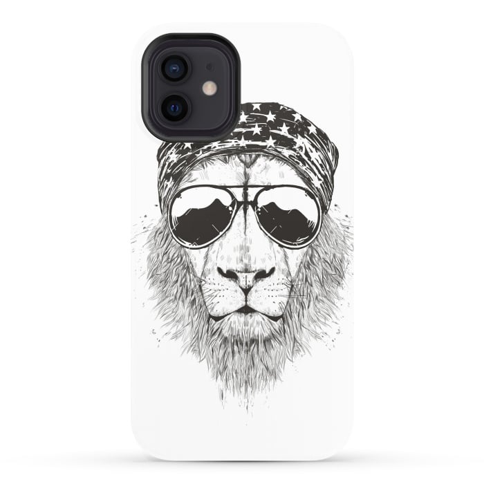iPhone 12 StrongFit Wild lion (bw) by Balazs Solti