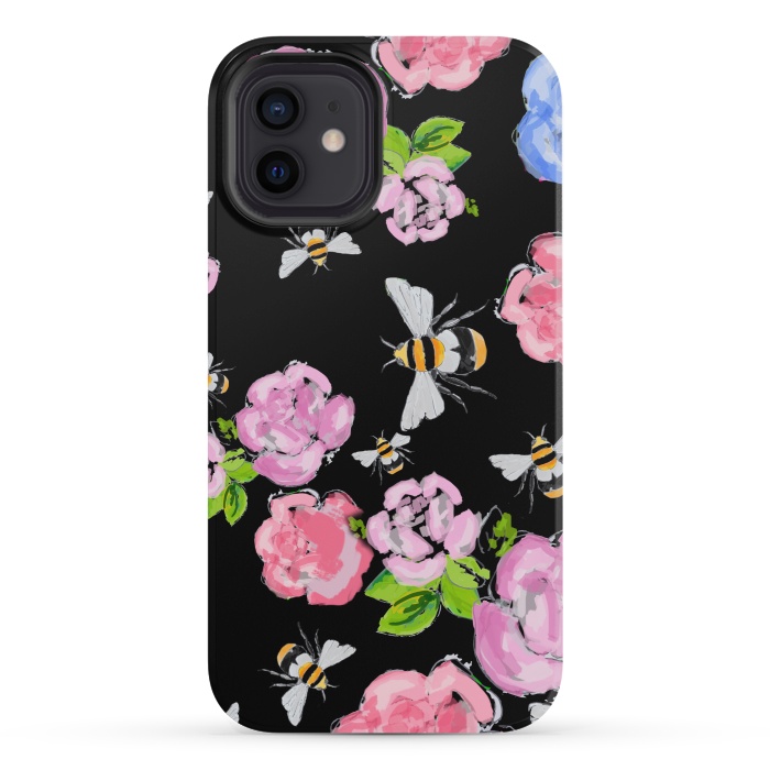 iPhone 12 mini StrongFit Dark Blooms by MUKTA LATA BARUA