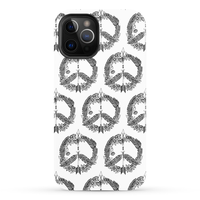 iPhone 12 Pro StrongFit Bohemian Peace Sign Print by Becky Starsmore