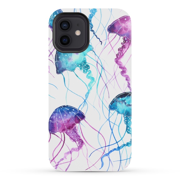 iPhone 12 mini StrongFit Watercolor Jellyfish Print by Becky Starsmore