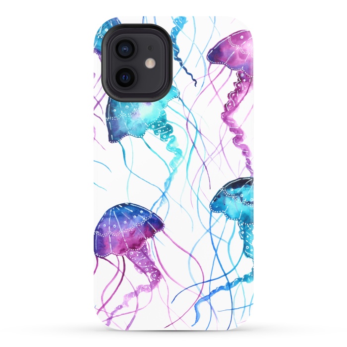 iPhone 12 StrongFit Watercolor Jellyfish Print by Becky Starsmore