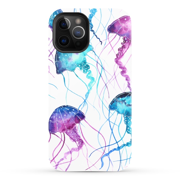 iPhone 12 Pro StrongFit Watercolor Jellyfish Print by Becky Starsmore
