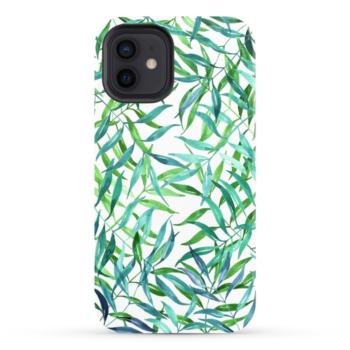 iPhone 12 StrongFit Green Palm Leaf Print by Becky Starsmore