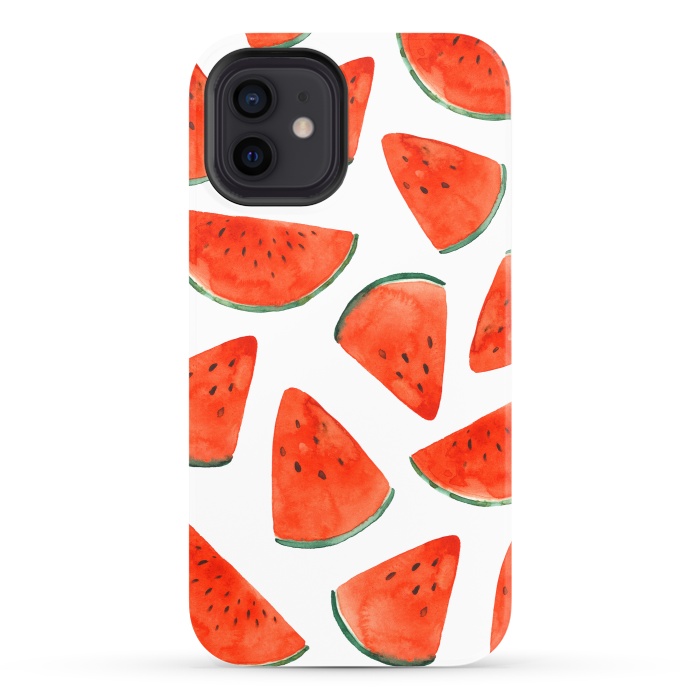 iPhone 12 StrongFit Fruity Summer Watermelon Print by Becky Starsmore