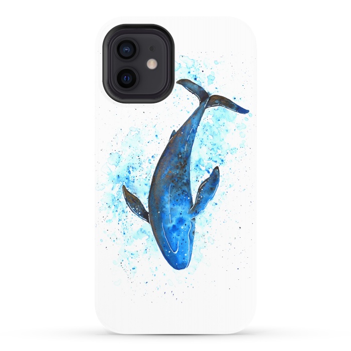 iPhone 12 StrongFit Watercolor Blue Whale Dive by Becky Starsmore