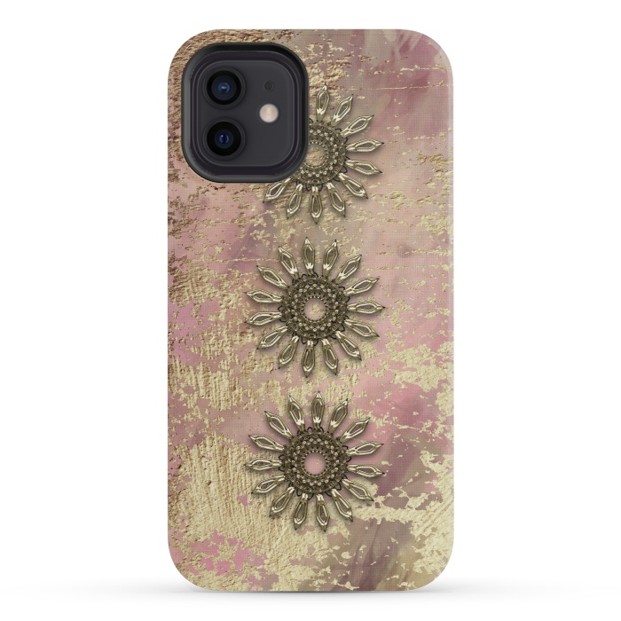 iPhone 12 mini StrongFit Golden Embellishments On Pink And Gold by Andrea Haase