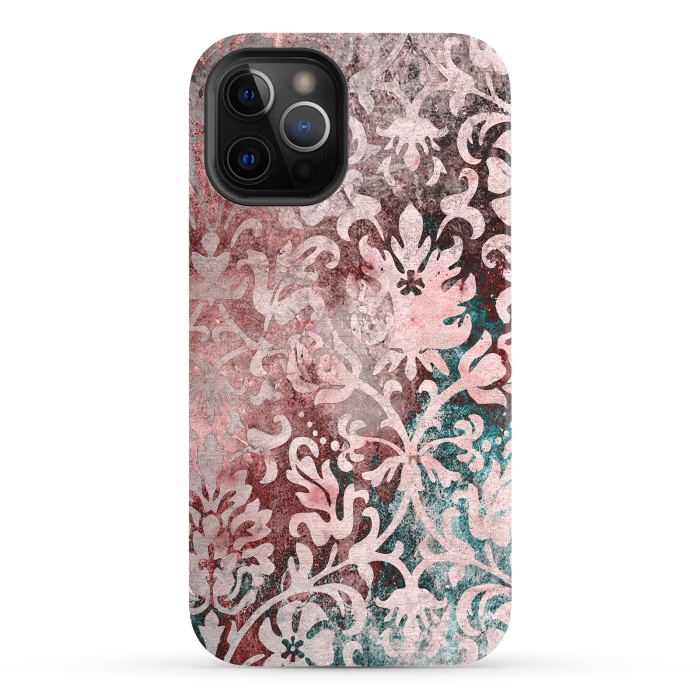 iPhone 12 Pro StrongFit Rosegold Damask 2 by Andrea Haase