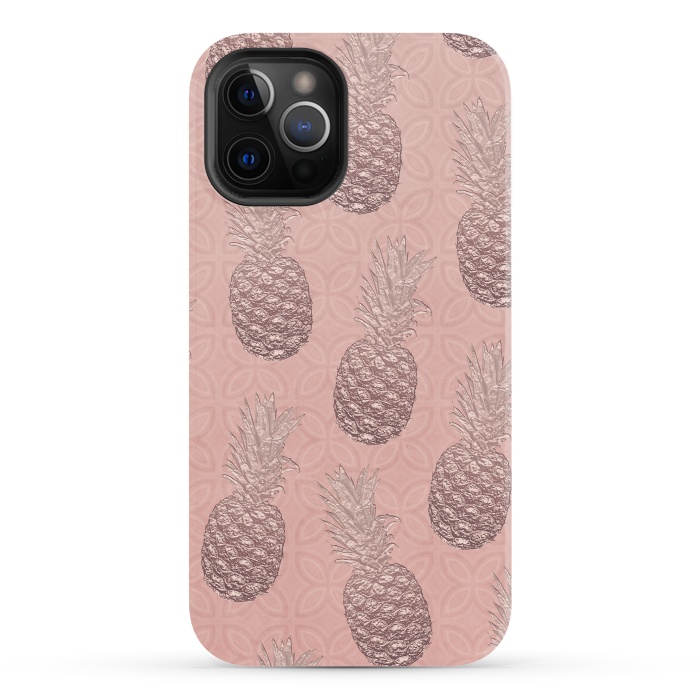 iPhone 12 Pro StrongFit Shiny Pink Pineapple by Andrea Haase