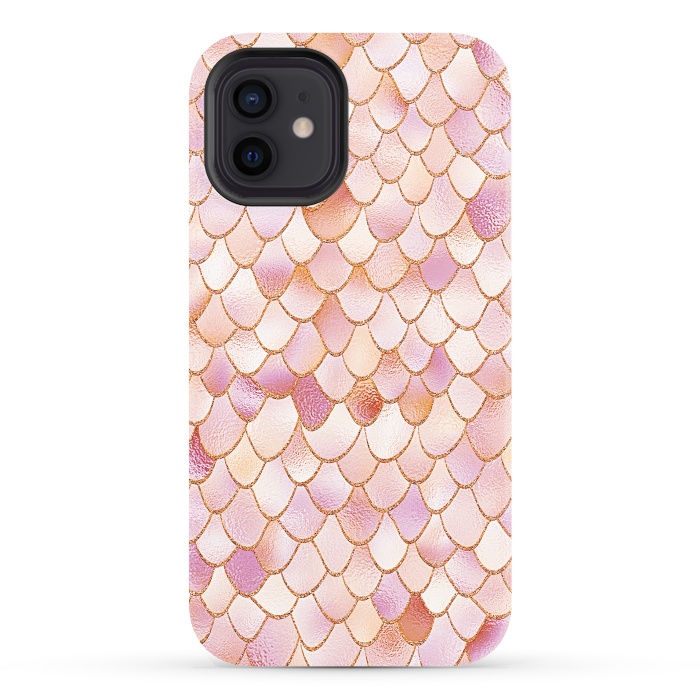 iPhone 12 StrongFit Wonky Rose Gold Mermaid Scales by  Utart