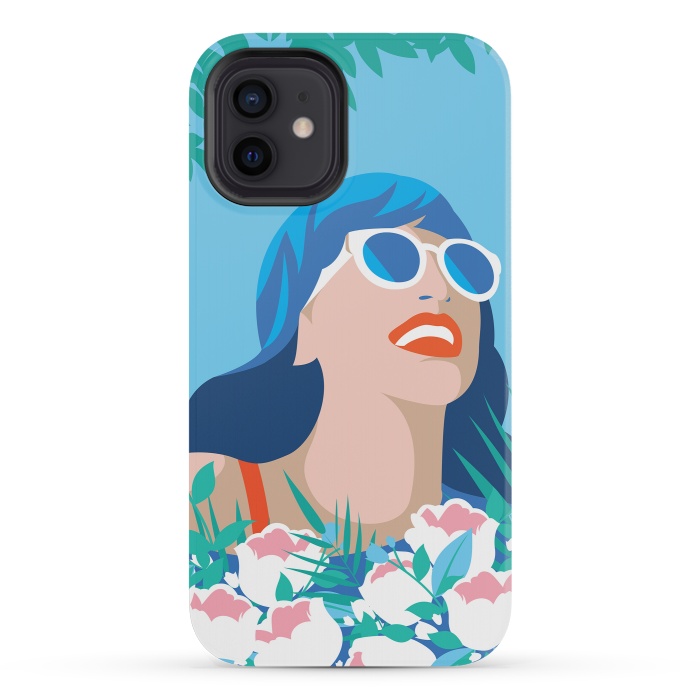 iPhone 12 mini StrongFit Blue Summer Girl by DaDo ART