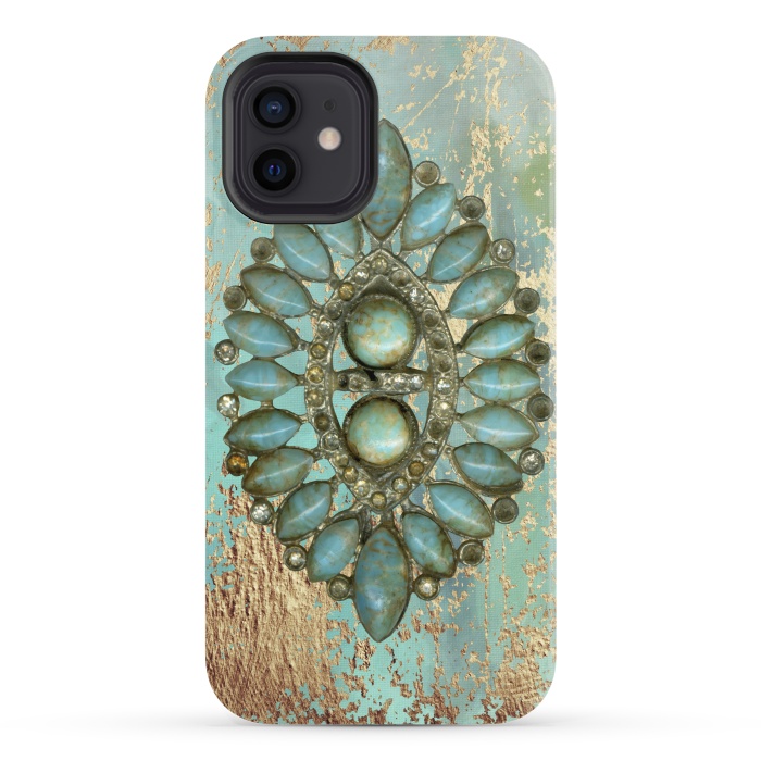 iPhone 12 StrongFit Turquoise Embellishment by Andrea Haase