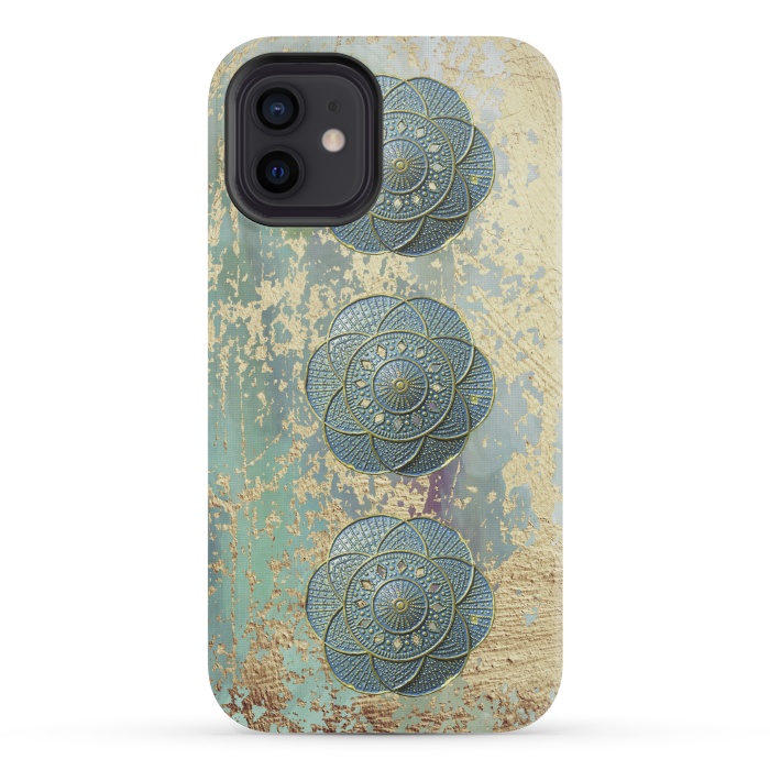 iPhone 12 mini StrongFit Precious Embellishment On Gold And Teal by Andrea Haase
