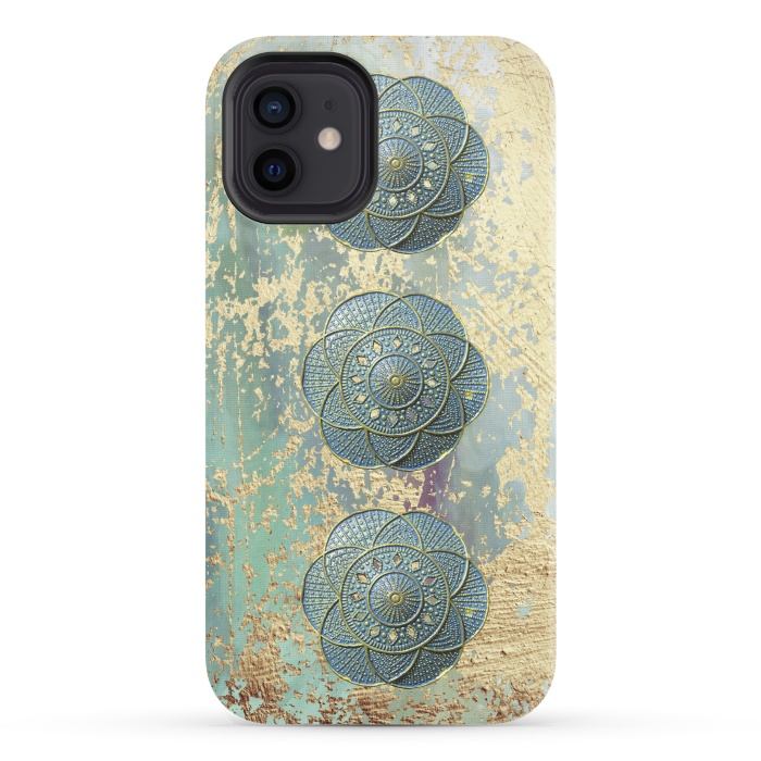 iPhone 12 StrongFit Precious Embellishment On Gold And Teal by Andrea Haase