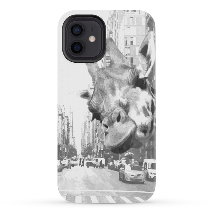 iPhone 12 mini StrongFit Black and White Selfie Giraffe in NYC by Alemi