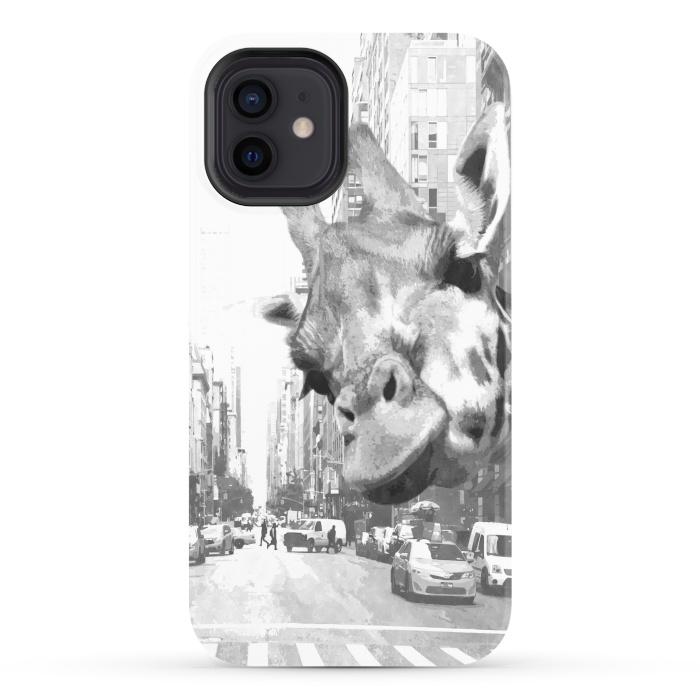 iPhone 12 StrongFit Black and White Selfie Giraffe in NYC by Alemi